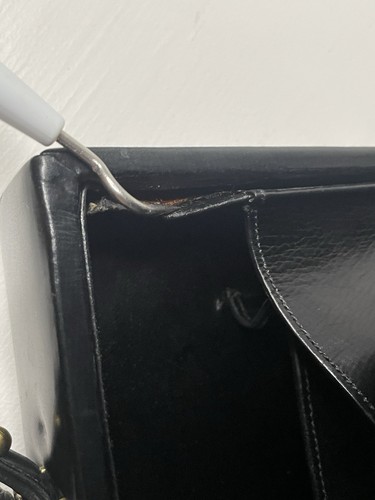 Vintage Berger Bags bb Shell And Black Leather Briefcase Style Purse Handbag SEE - Picture 22 of 22