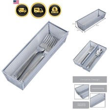 Drawer Organizer Steel Mesh Silver Kitchen Utensil Silverware Storage Tray