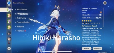 Genshin Impact EU AR51 Furina C1 R1 + (2) 5* + (2) 4* C6 + (1) 4* C1 + 5* Weps