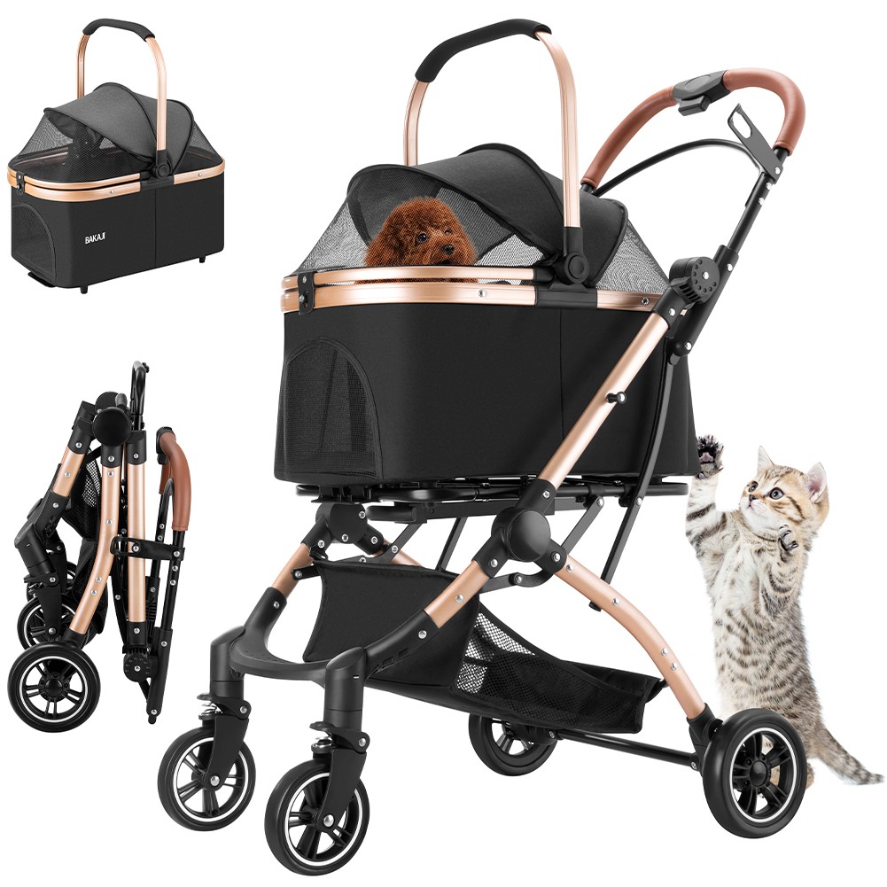 Passeggino 2in1 per Cani e Gatti Nero