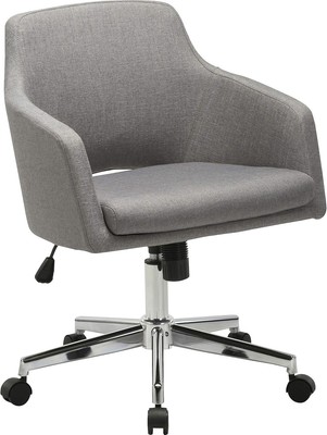 Lorell 68570 Mid-Century Modern Fabric Swivel Low Back Task Chair, Gray, 1 Each
