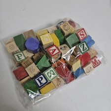 Wooden Blocks Multicolor Alphabet Number Vintage Set Traditional Homeschool