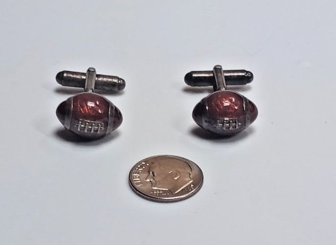 Novelty Football Cufflinks Silver Tone American Football Design