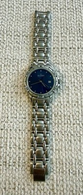 EXCELLENT Mens SKAGEN Denmark, All Steel, Ultra Slim, Blue Dial w/Date RUNS FINE