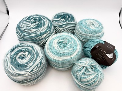 Mixed Lot 5+ Rowan Cotton Trio Fingering DK Wool Alpaca Teal READ
