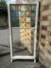 Reclaimed Victorian Leaded Light Stained Glass Window Panel 1165 Or 1065 x 525mm