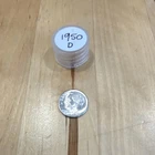 Uncirculated, nice rare 1950 D Roosevelt Dime Silver 10C 50 roll some toning