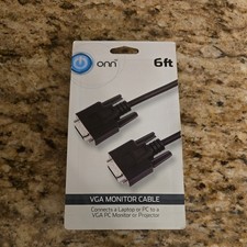 ONN VGA Monitor Cable 6ft Laptop Computer Projector PC Cord NEW