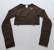 Gymshark Women's Vital Seamless 2.0 Crop Top DM3 Espresso Marl Medium NWT