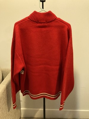 Supreme Script Half Stripe Sweater Red | eBay