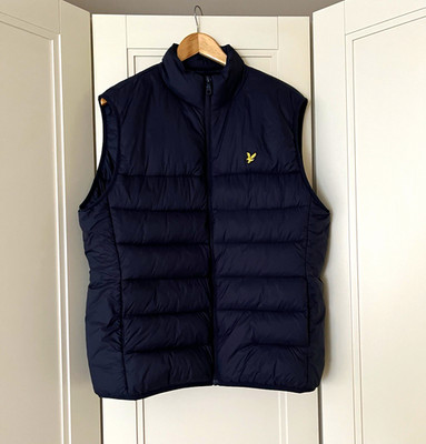 Lyle & Scott Herren Steppweste blau Größe XL Stehkragen Reißverschluss Logo