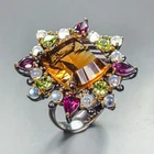 Fine Art 22 ct Natural Citrine Quartz Ring 925 Sterling Silver Size 8 /R458127