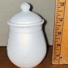 White Floral Ceramic Jar w/ Lid Handle, Glossy, Round 5in, Blue/Red/Green — photo 2