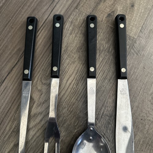 Espátula cuchara para servir vintage EKCO asas negras 4 utensilios de cocina tenedor cucharón - Imagen 2 de 3