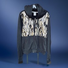 Victoria Secret PINK Bling Hoodie L Black Full Zip Sequined Fashion Show Ltd Ed