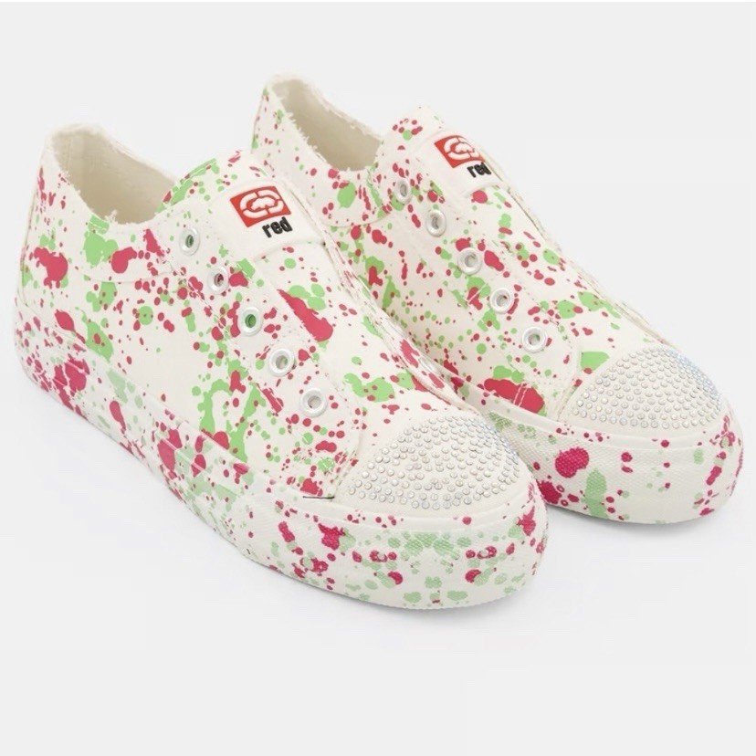 Marc Ecko womans Size 10 Canvas Paint Splatter Slip-On Sneakers Studded Toe