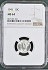 1941 Mercury Dime NGC MS-64 -021
