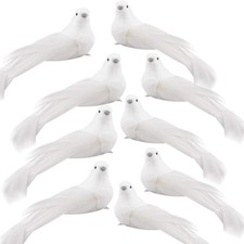 Artificial Birds, 12 Pcs Artificial White Doves Simulation Foam White Feathered