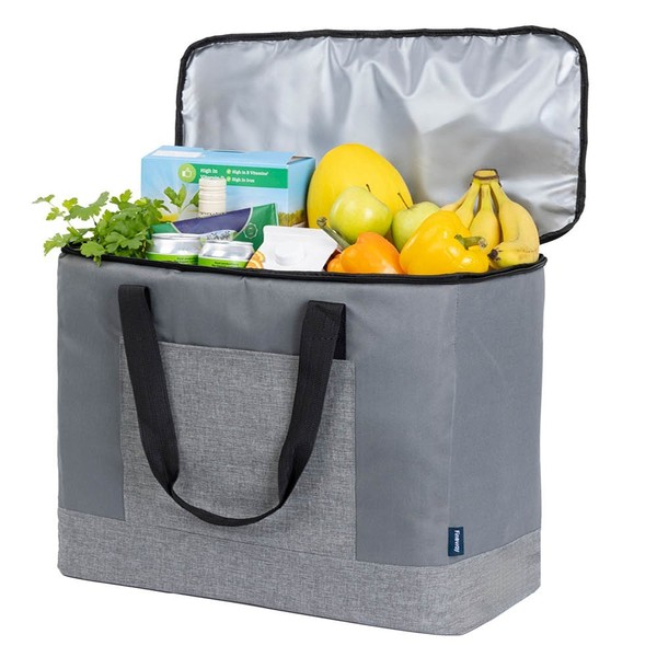 Bolsa refrigeradora aislada Fineway 60L gris bolsa fresca de comida para picnic y camping con correa