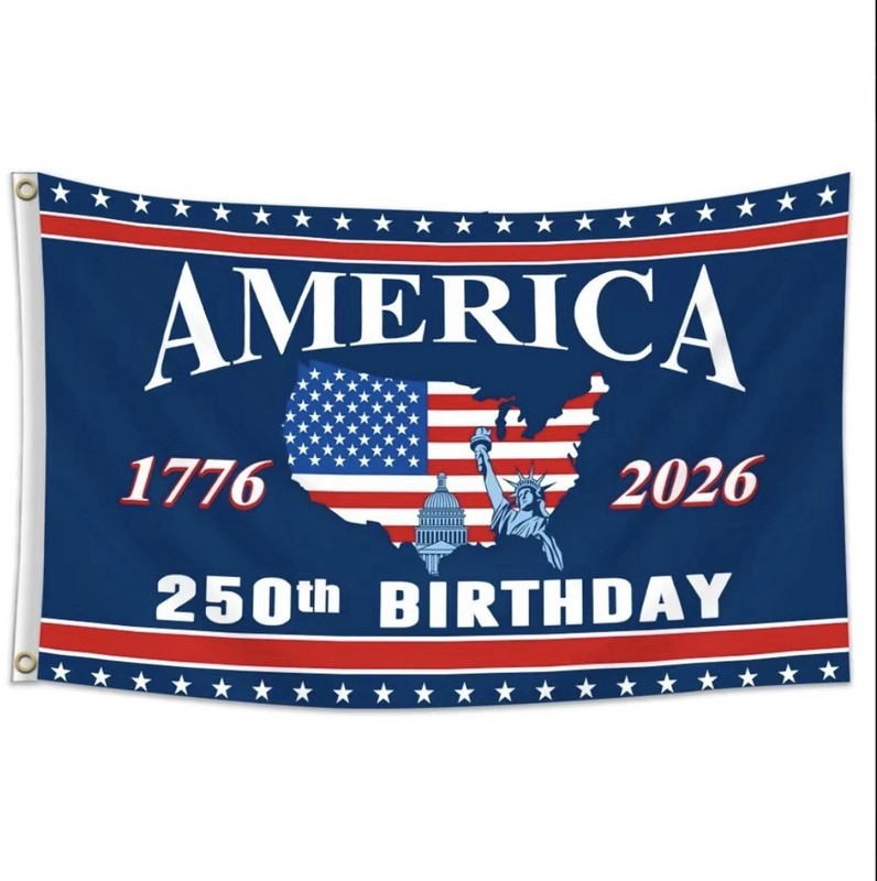 America 250th Birthday 1776-2026 Patriotic USA American Flag Blue Red White