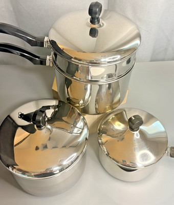 Vintage Farberware Stainless Steel Cookware Set Pots Pans Lids USA 18/10