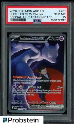 2026 POKEMON ASC EN-ASCENDED HEROES #281 TEAM ROCKET'S MEWTWO EX PSA 10