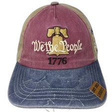Beige Blue We The People 1776 Liberty Bell Slideback Baseball Cap Hat One Size