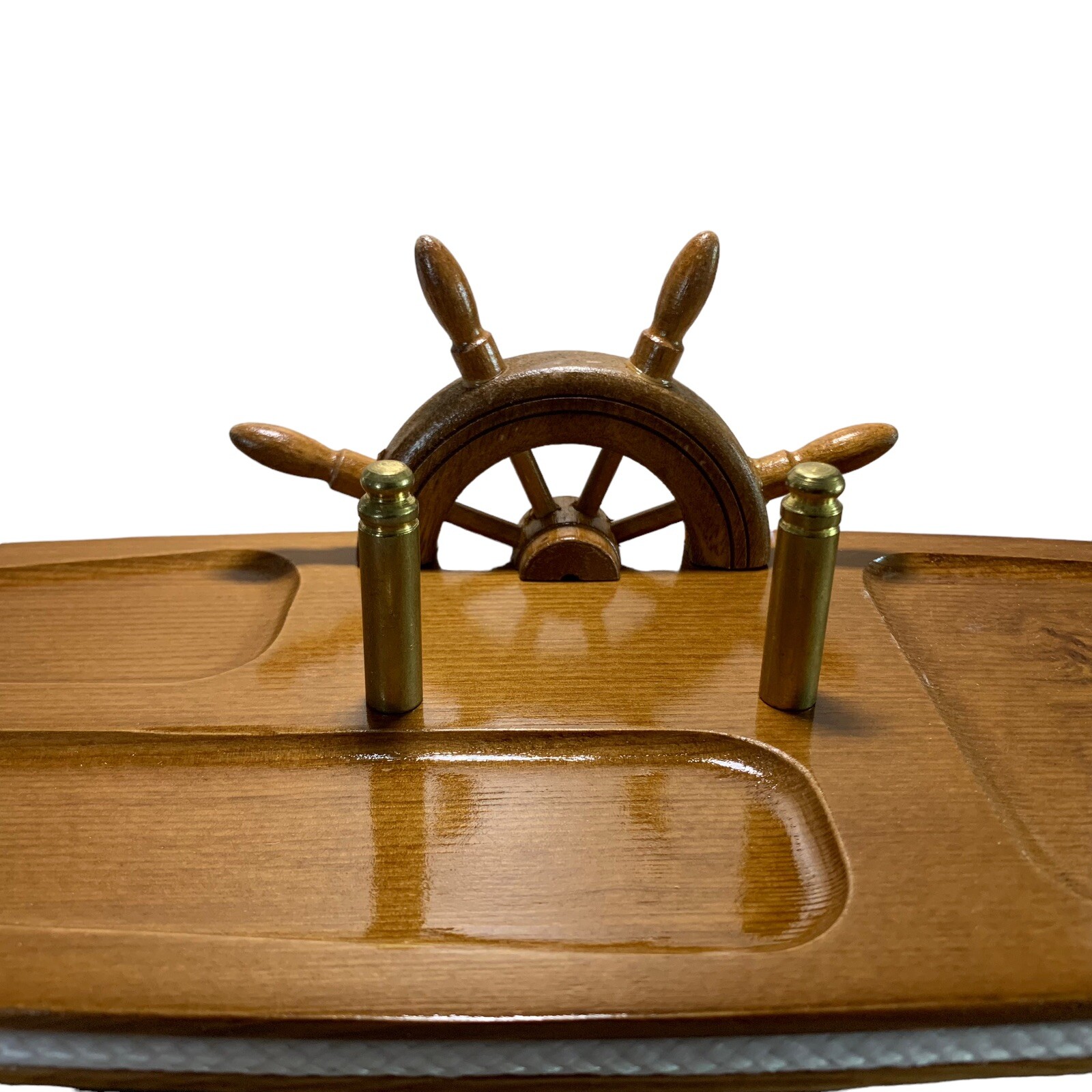 Vtg Men's Wood Dresser Valet, Desk Organizer, Watch, Coin Captain's