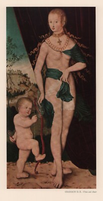 Lithograph 1966: Painting, Lucas Cranach the Elder Venus and Cupid