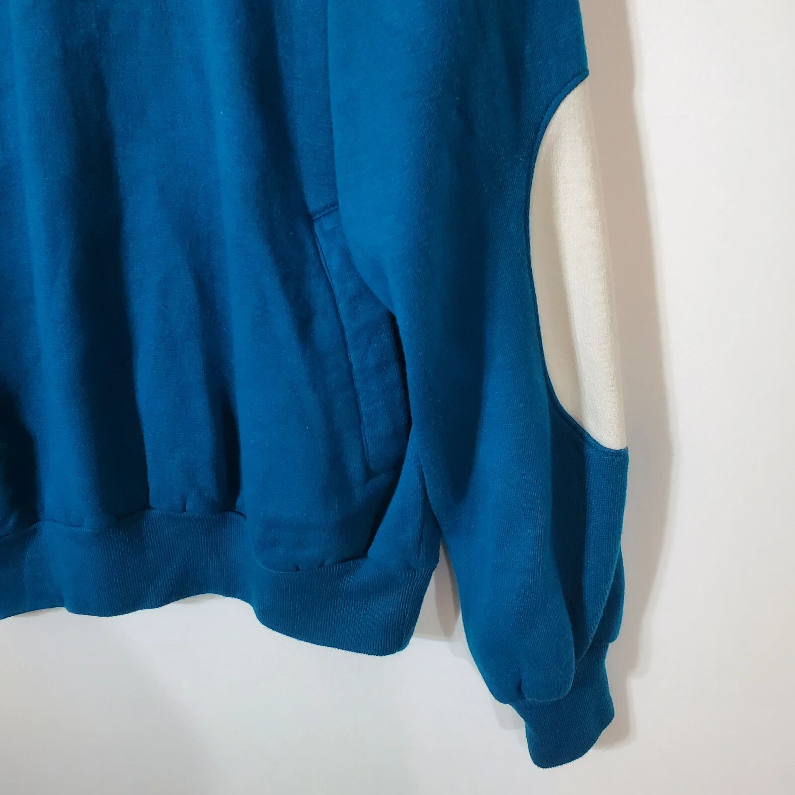Felpa maglione Henley vintage anni 90 H. Valentino uomo taglia M avorio verde acqua toppa gomito