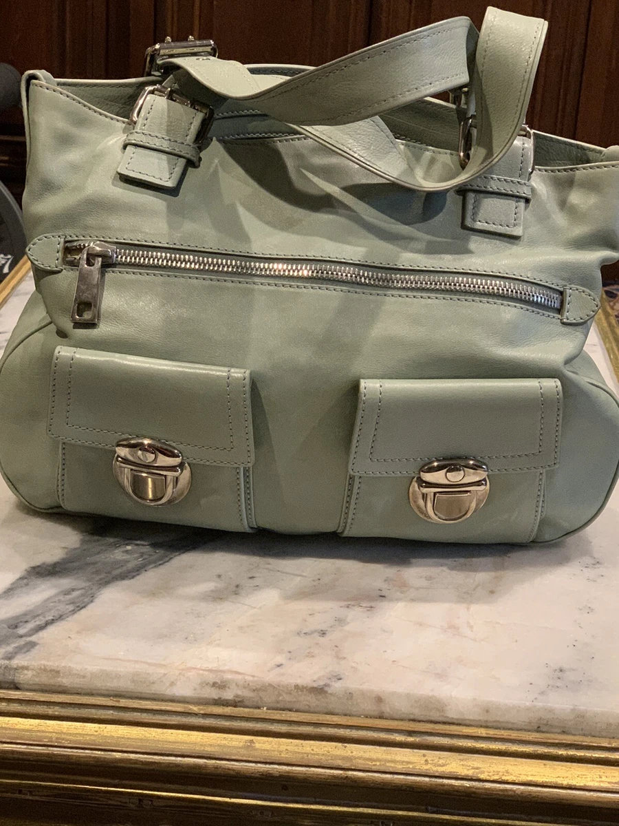 MARC BY MARC JACOBS HOBO LEATHER TOTE BAG SOFT LIGHT GREEN SHOULDER BAG