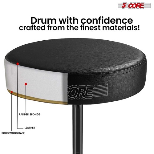 Taburete de Guitarra Cómodo Acolchado Trono de Tambor de 5 Núcleos Silla de Batería Ajustable - Imagen 3 de 121