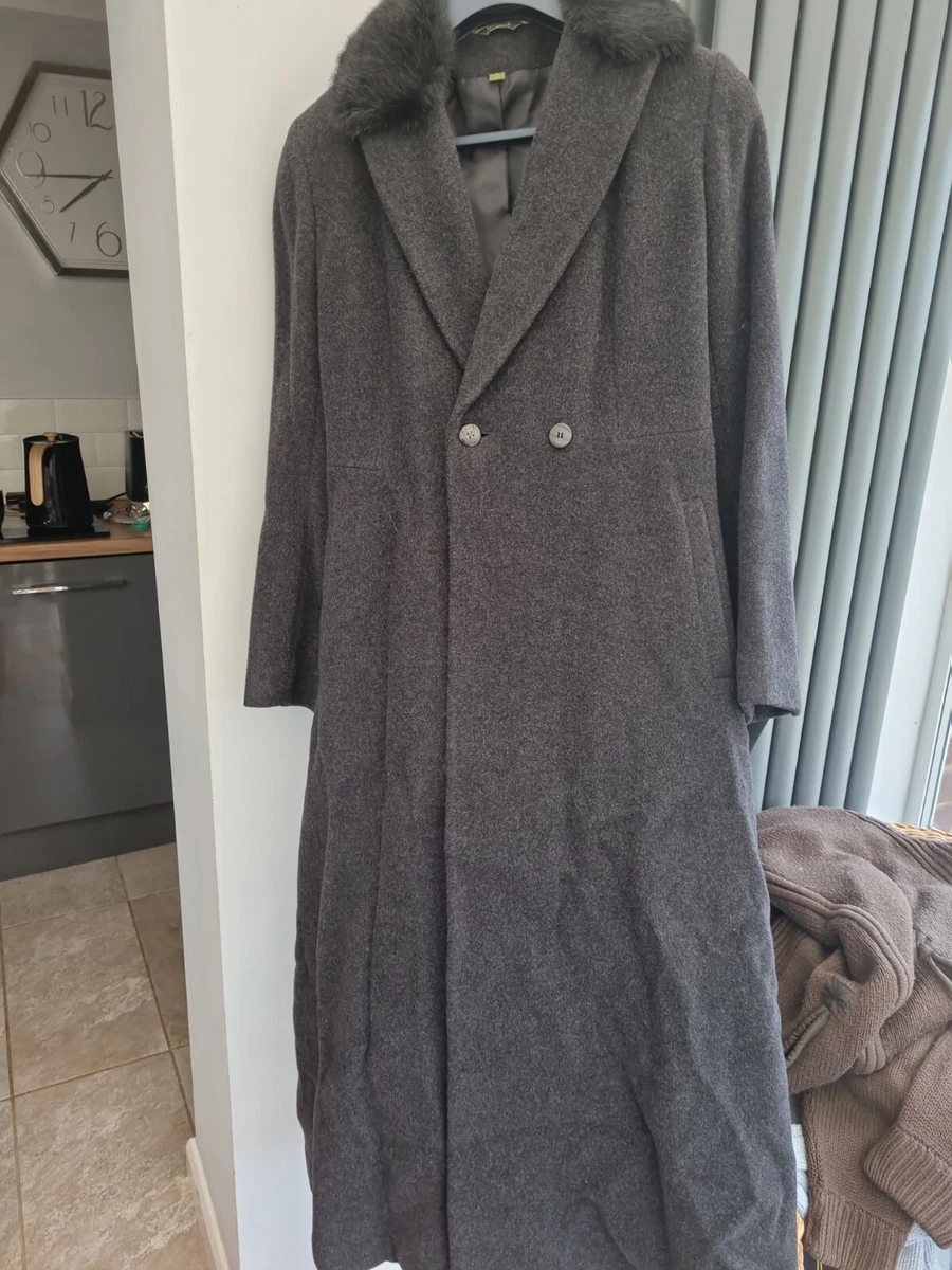 Nuage Ladies Wool Cashmere Trench dress Coat Black Size 8