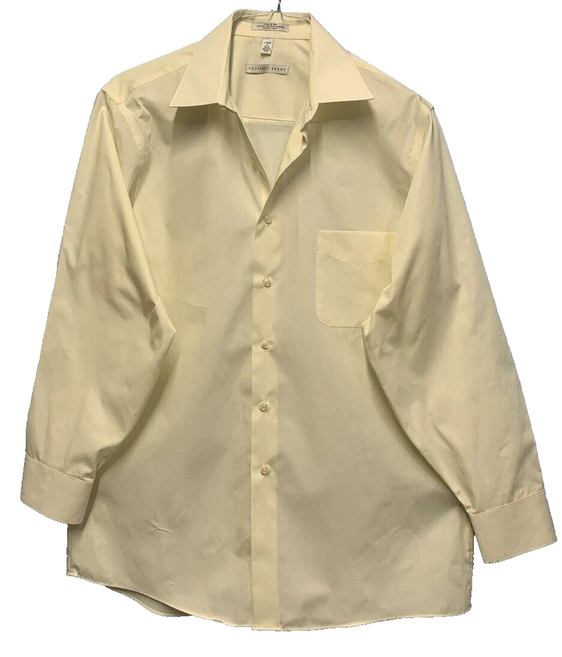 Camisa de hombre Geoffrey Beene con botones manga larga fresca y seca marfil L 16 32-33 Foto 4 de 4