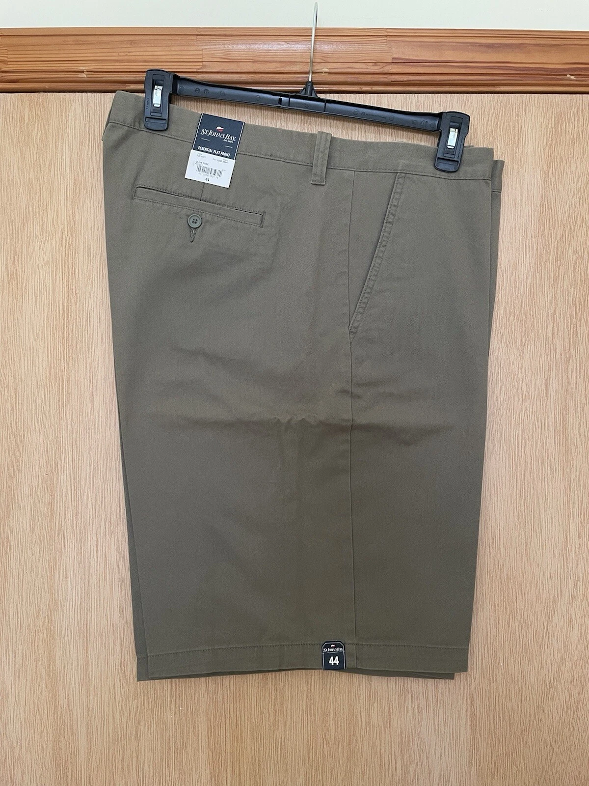 St. John's Bay Men's Cotton Essential Flat Front Chino Short Olive Tree Size W44