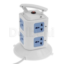 Power Strip Tower with USB Surge Protector 7 Outlet 2 USB Ports Blue  white