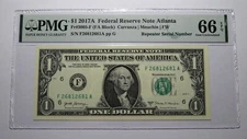 $1 2017 Repeater Serial Number Federal Reserve Currency Bank Note Bill PMG UNC66