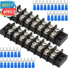Terminal Block 2 Pack 8 Circuits 20-30A 200V-450V Dual Row Screw Terminals Strip