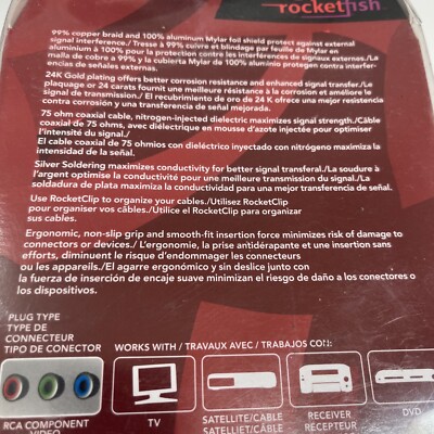 Rocketfish 25 FT In-wall Component Video Cable TV DVD RCA for sale