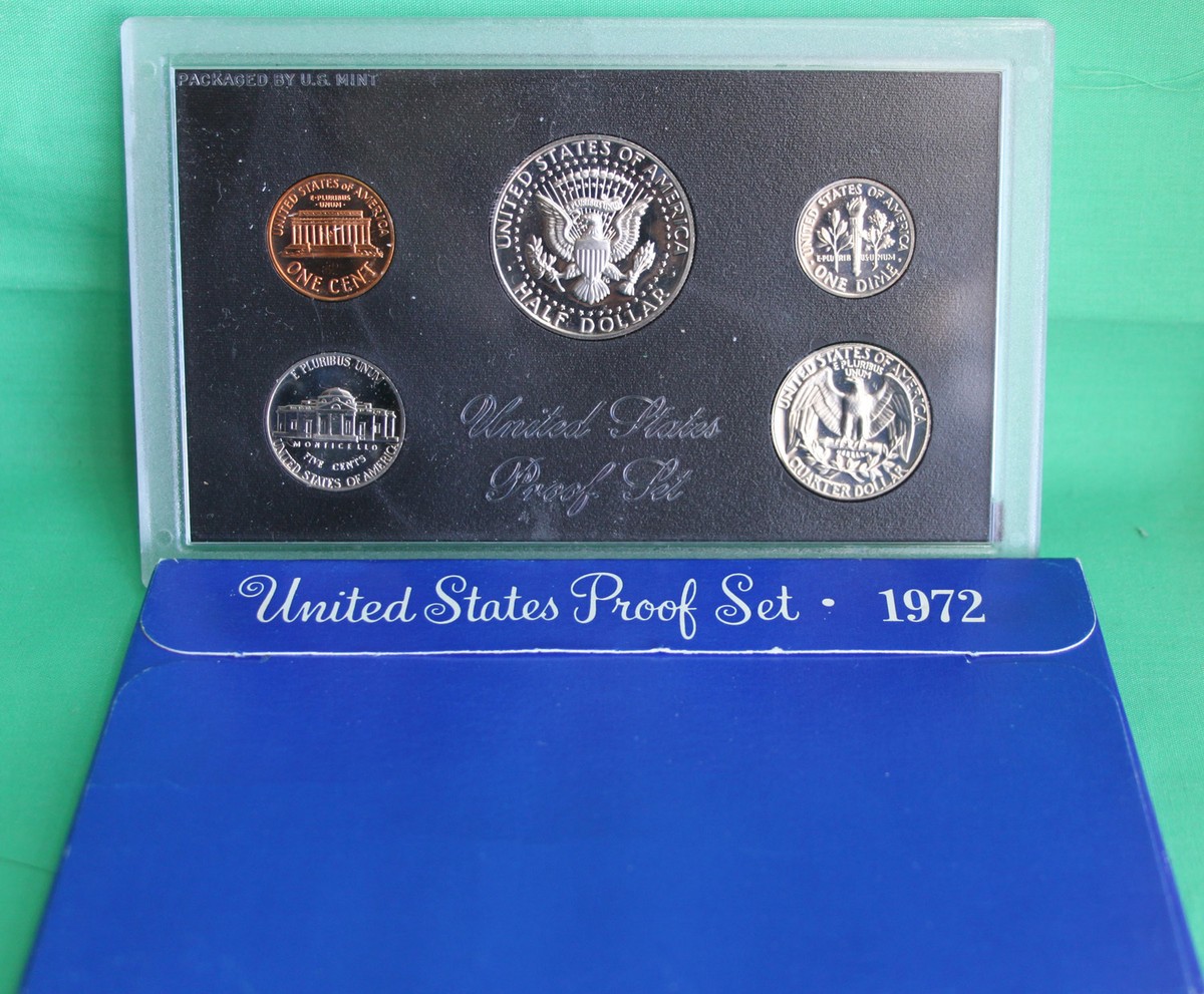 1972 S United States Mint Annual 5 Coin Proof Set with Original