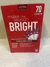 TWO- PACKS -Purple Mini Lights White Wire Indoor/Outdoor 14.3' 140 PARTY LIGHTS