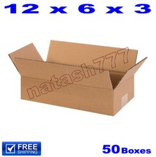 50 - 12x6x3 Cardboard Boxes Mailing Packing Shipping Moving Corrugated Carton