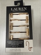 Lauren Ralph Lauren Shower Curtain Hooks Set Of 12 Gold NIB