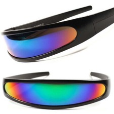 Space Alien Robot Costume Cyclops Futuristic Novelty Black Green Sun Glasses