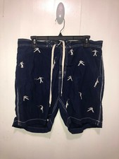Vintage Polo Ralph Lauren Embroidered Tennis Player LARGE Lined Swim Trunks