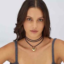 Collana Choker per Festa della Donna 8 Marzo Cuore Acciaio Dorato Sagapò SSE16