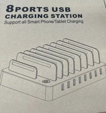 US 8 Ports Desktop USB Charger 96W  Charging Station Dock For Smartphone Tablet