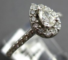 .51CT DIAMOND 14KT WHITE GOLD 3D PEAR SHAPE  ROUND CLASSIC HALO ENGAGEMENT RING