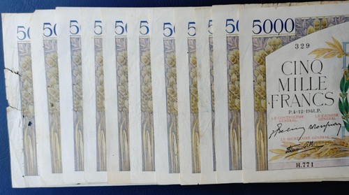 France 1941 banknotes 5000 Francs x 11 pcs