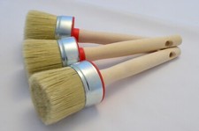 3 of 55mm Pure Bristle Round Paint Brushes, Shabby Chic Chalk Paint, Wax & Oil.